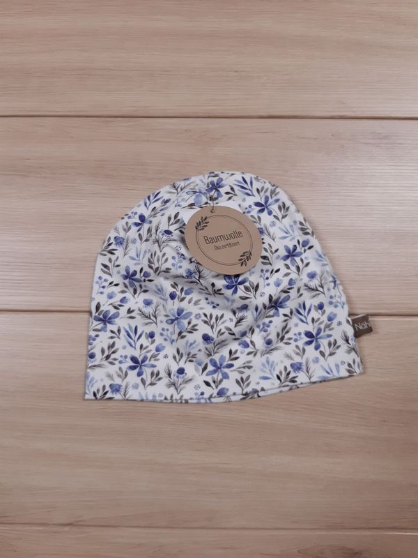 Übergangsmütze Blümchen jeansblau - verschiedene Größen Übergangsmütze Blümchen jeansblau - verschiedene Größen