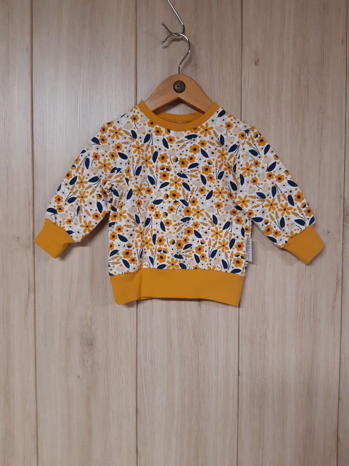 Sweater Blumen senfgelb - Größe 68
