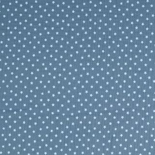 Reststück Musselin Sternchen jeansblau 60cm x 90cm