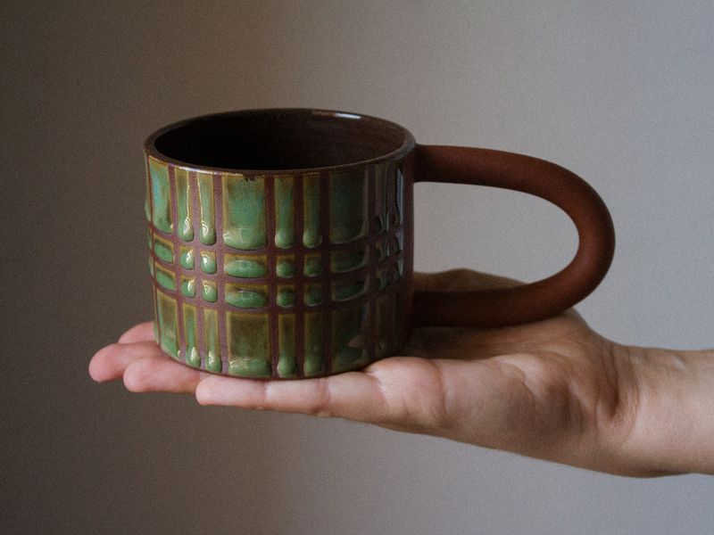 CHECKERED glaze mug