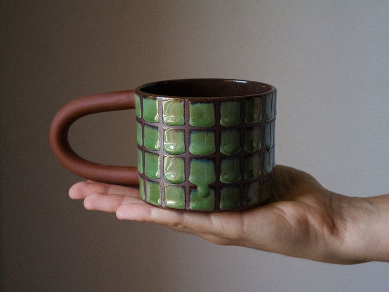 CHECKERED glaze mug