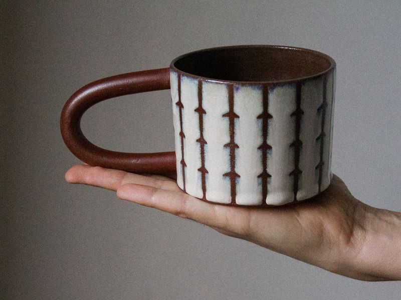 CHECKERED glaze mug