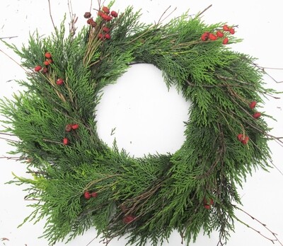 Large 12" Natural Fresh Woodland Make Your Own DIY RED Christmas Wreath Making KIT