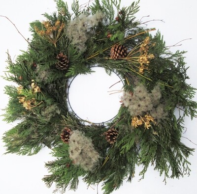 Large 12&quot; Natural Fresh Green Woodland Christmas DIY Wreath Making WHITE SEEDS KIT