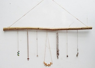 Large JEWELLERY Display Organiser Rack Made from Rustic Hazel Natural Tree Branch Stick For Hanging Keys Necklaces