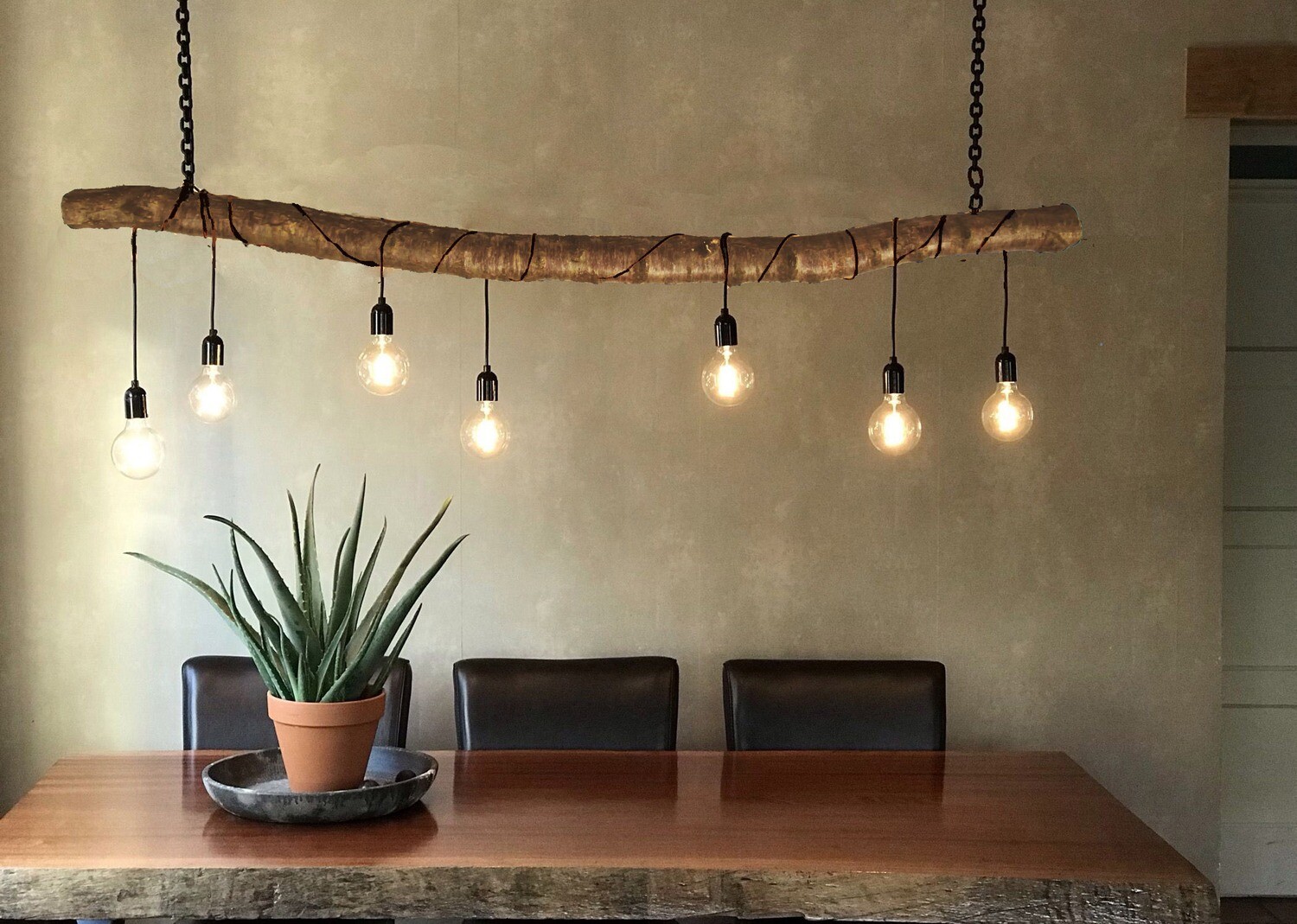 120cm Thick Natural Branch Hanging Chandelier – Rustic Dining Table &amp; Kitchen Island Centrepiece – Branch Only