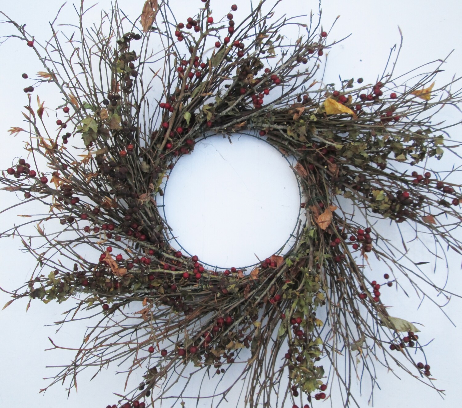 20" Large Natural Dried Woodland Wreath – Beech Twigs &amp; Hawthorn Berries Rustic Door &amp; Wall Decor