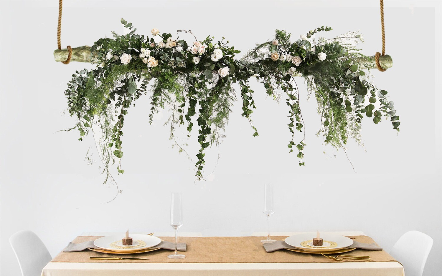 120cm Natural Hanging Wedding Centrepiece Branch – Rustic Floral &amp; Greenery Display Log for Tables