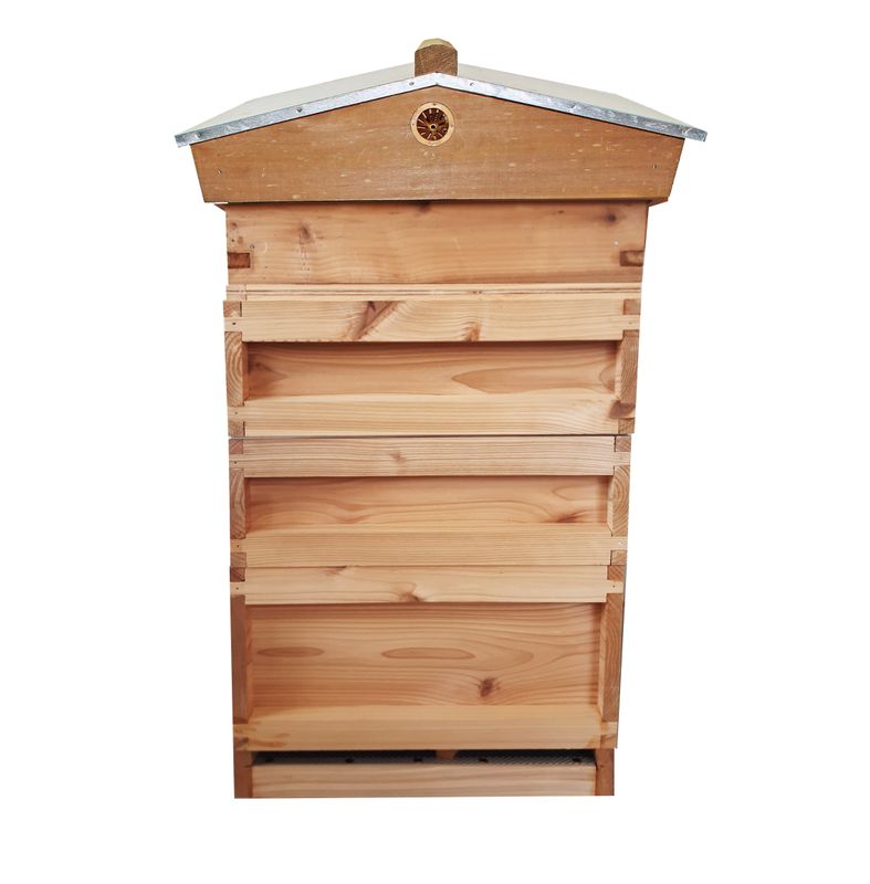 Assembled Cedar National Beehive – 1½ Brood Version with Extras for Beginners (Gabled Roof)