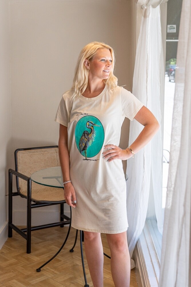 "Great Blue Heron"  T-Shirt Dress