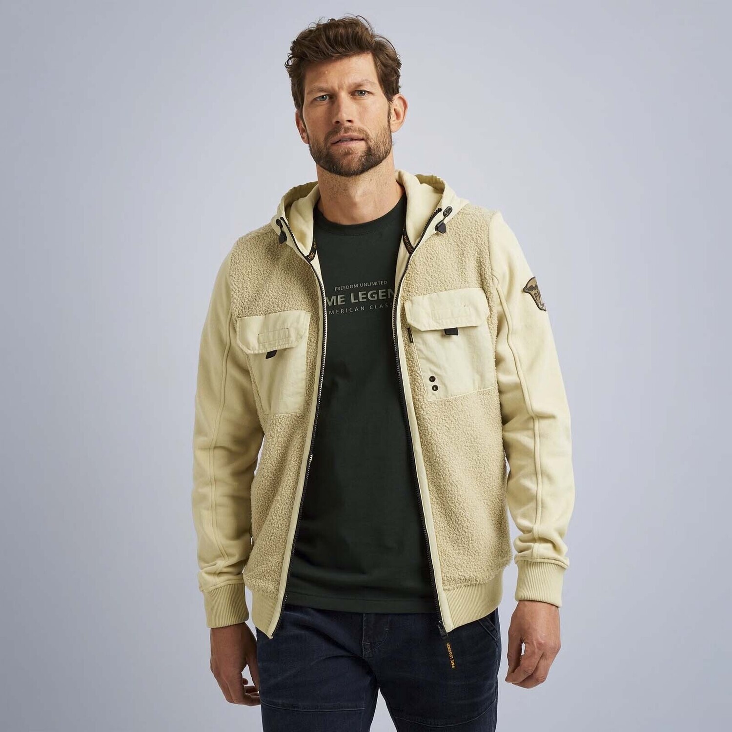 PME Legend | Sweat jacket in een materiaalmix PSW2309427-8001