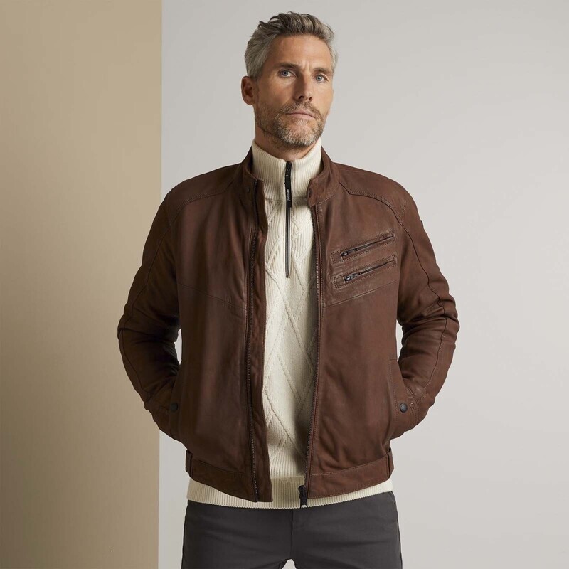 Vanguard | Leren jas met ritssluiting