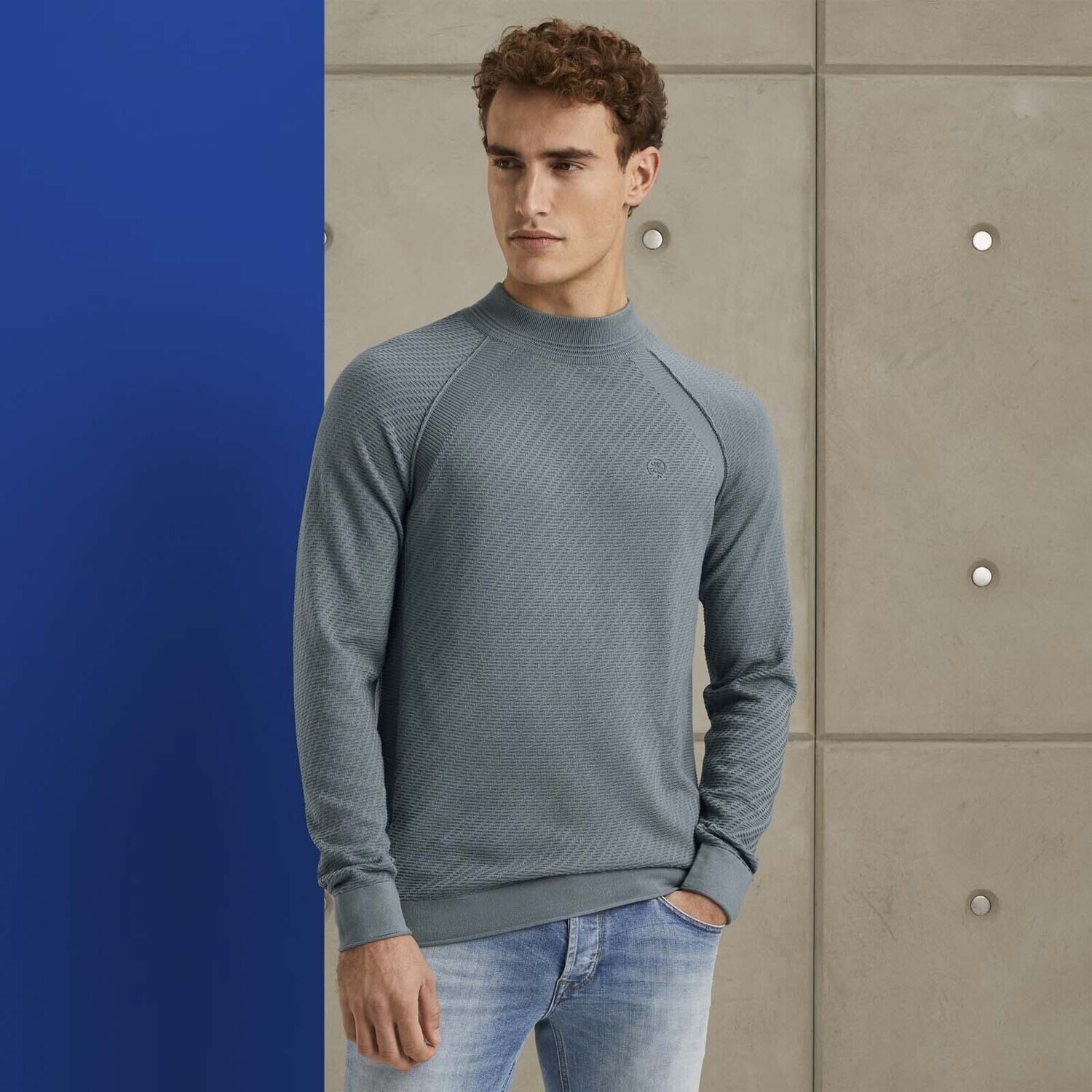 Cast Iron | Trui met mockneck CKW2311372-5228, Size: M