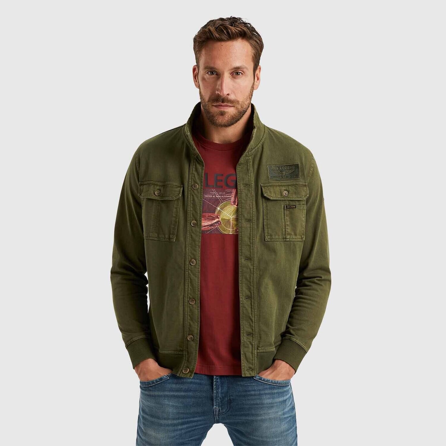PME Legend | Sweat jacket met knoopsluiting PSW2402408-6149
