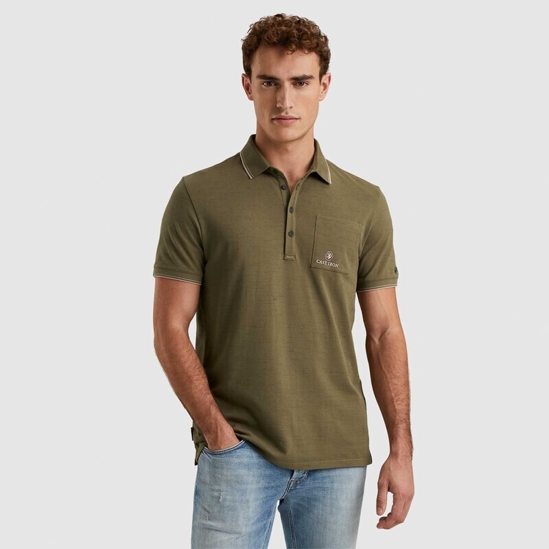 Cast Iron | Short sleeve polo injected cotton pique