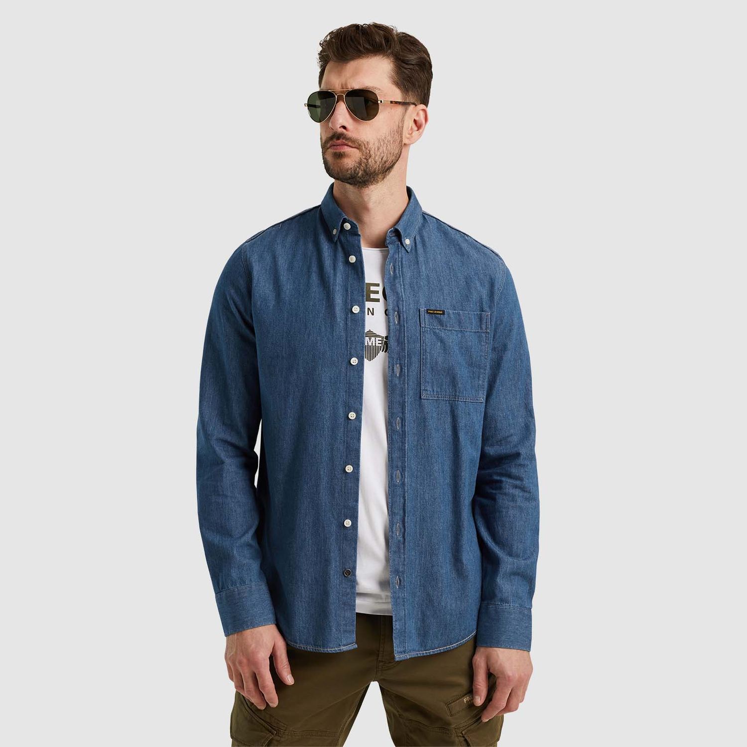 PME Legend | Overhemd met indigo wassing PSI2408215-590