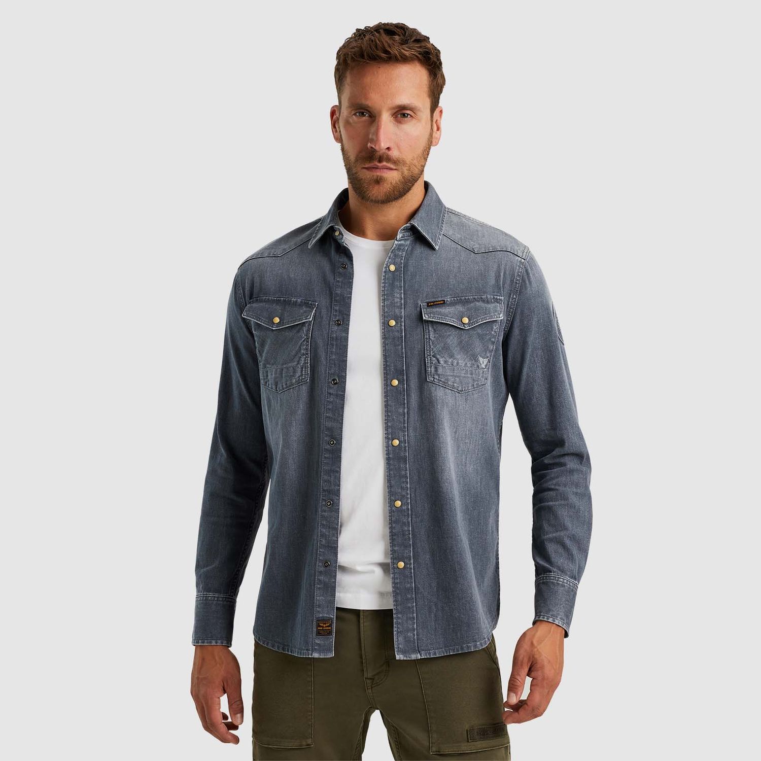 PME Legend | Denim shirt met comfort stretch PSD2409218-GSD
