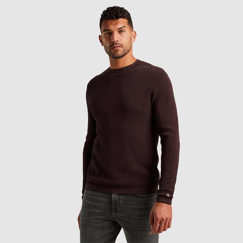 Cast Iron Mock neck cotton modal Coffee Bean CKW2409326-8088