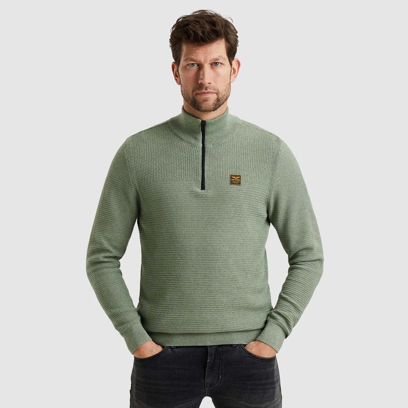 PME Legend Half zip collar cotton mouline Beech PKW2411301