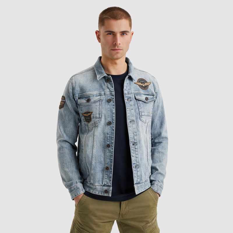PME Legend | Denim jacket met badges PDJ2502701-SBT