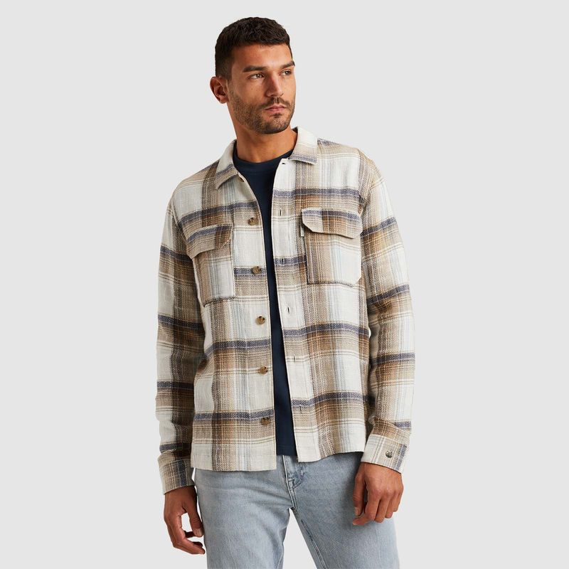 Cast Iron | Long Sleeve Shirt Slub Check Teak CSI2503229-8074