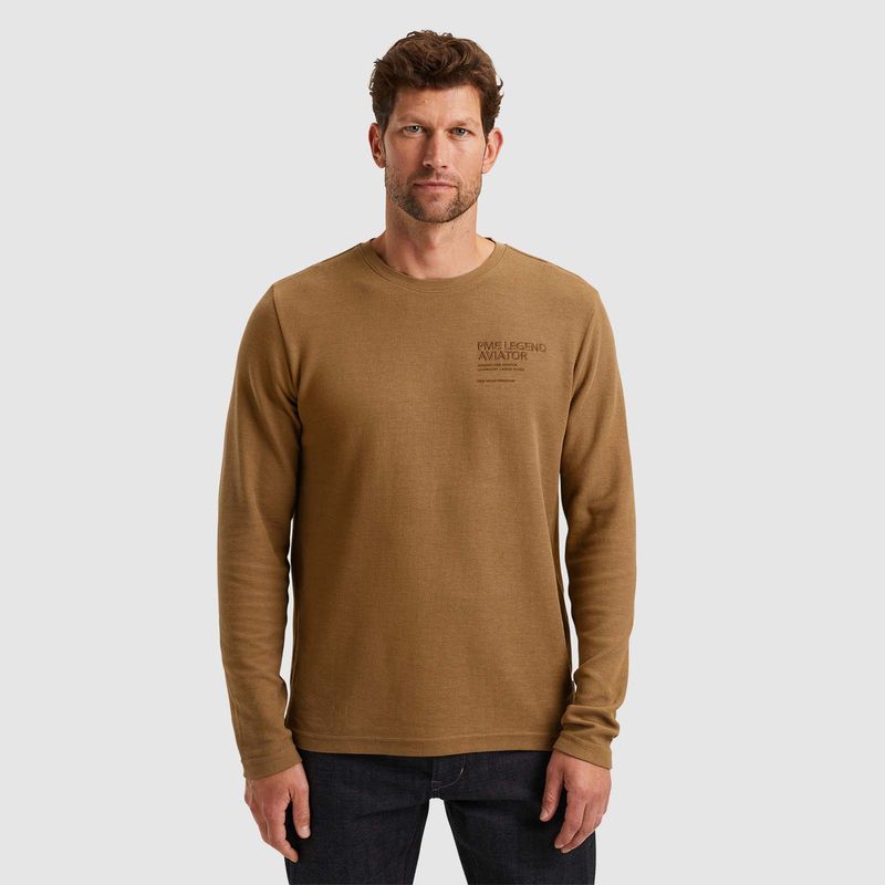 PME Legend | Long sleeve r-neck structured piqu PTS2409567-8069