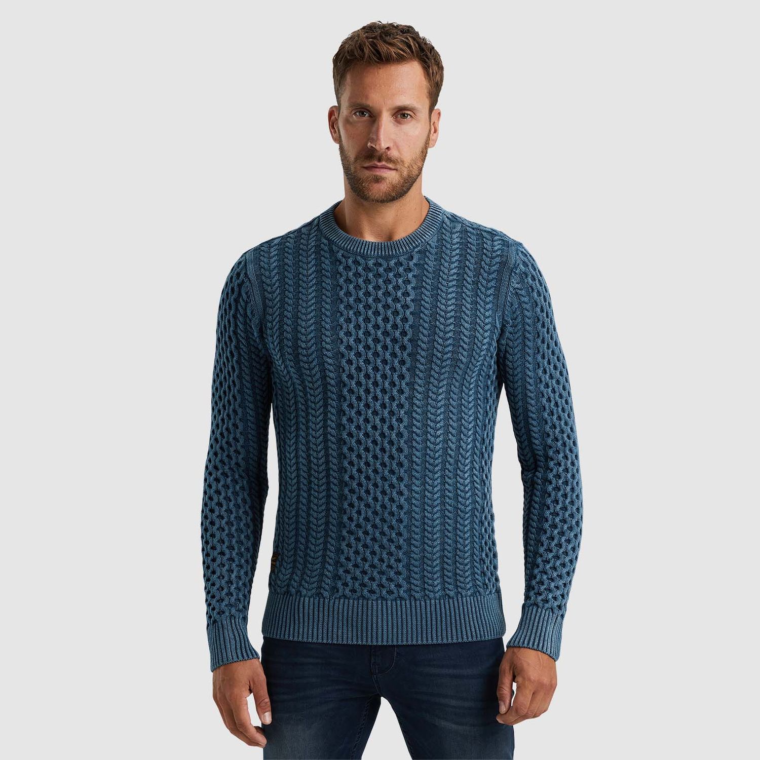 PME Legend | R-neck garment dye cable knit PKW2410334-5426