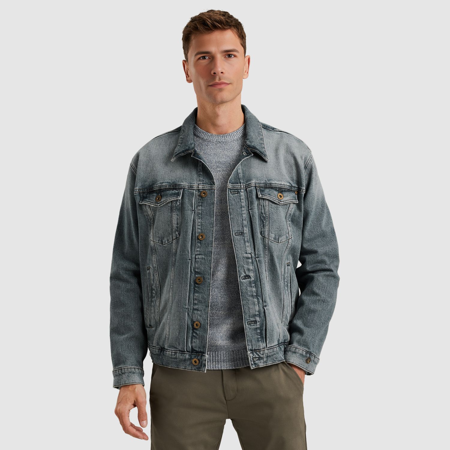 Cast Iron | Denim trucker jacket met comfort stretch CDJ2508100-NIB