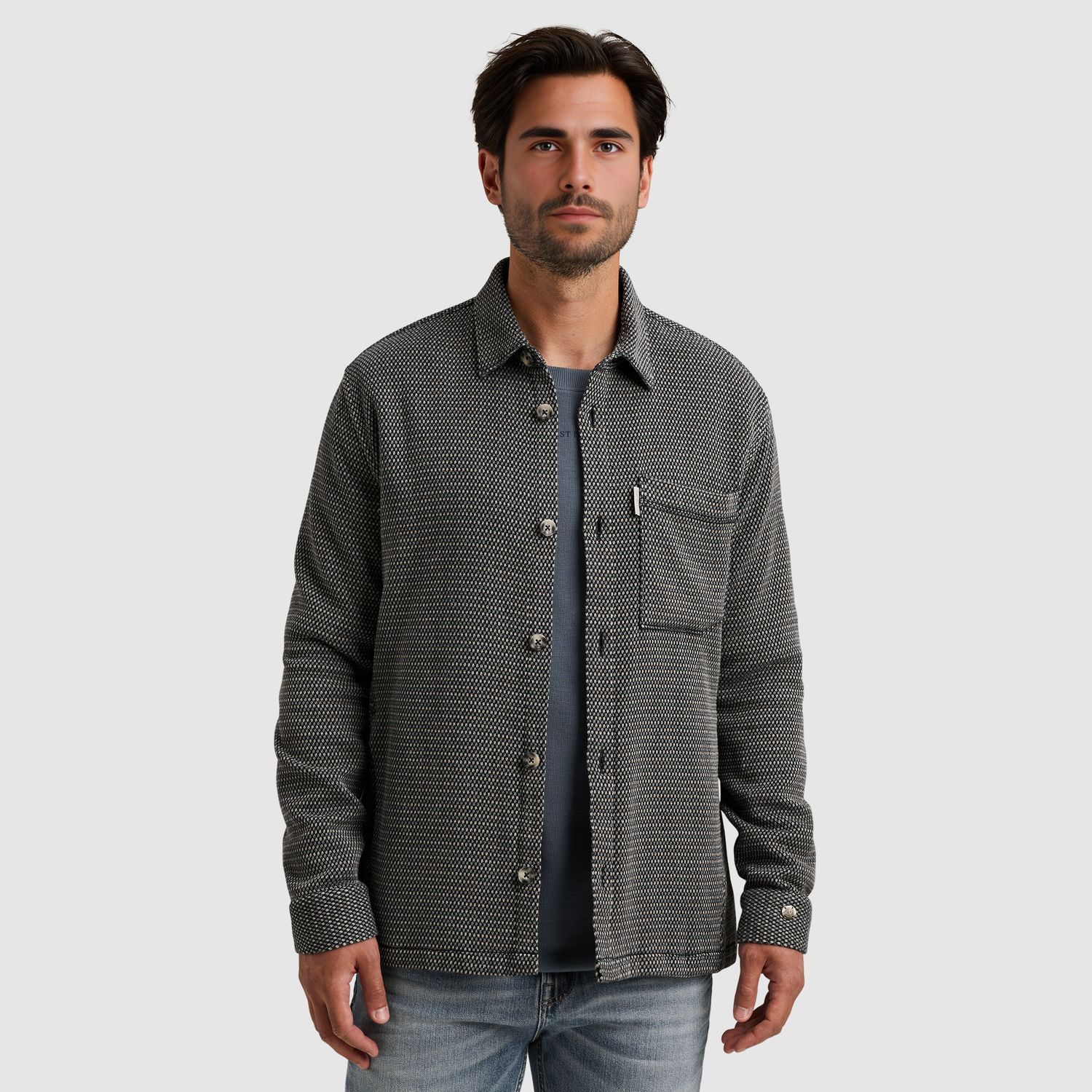 Cast Iron | Shirt jacket met meerkleurige structuur CSI2508206-5442