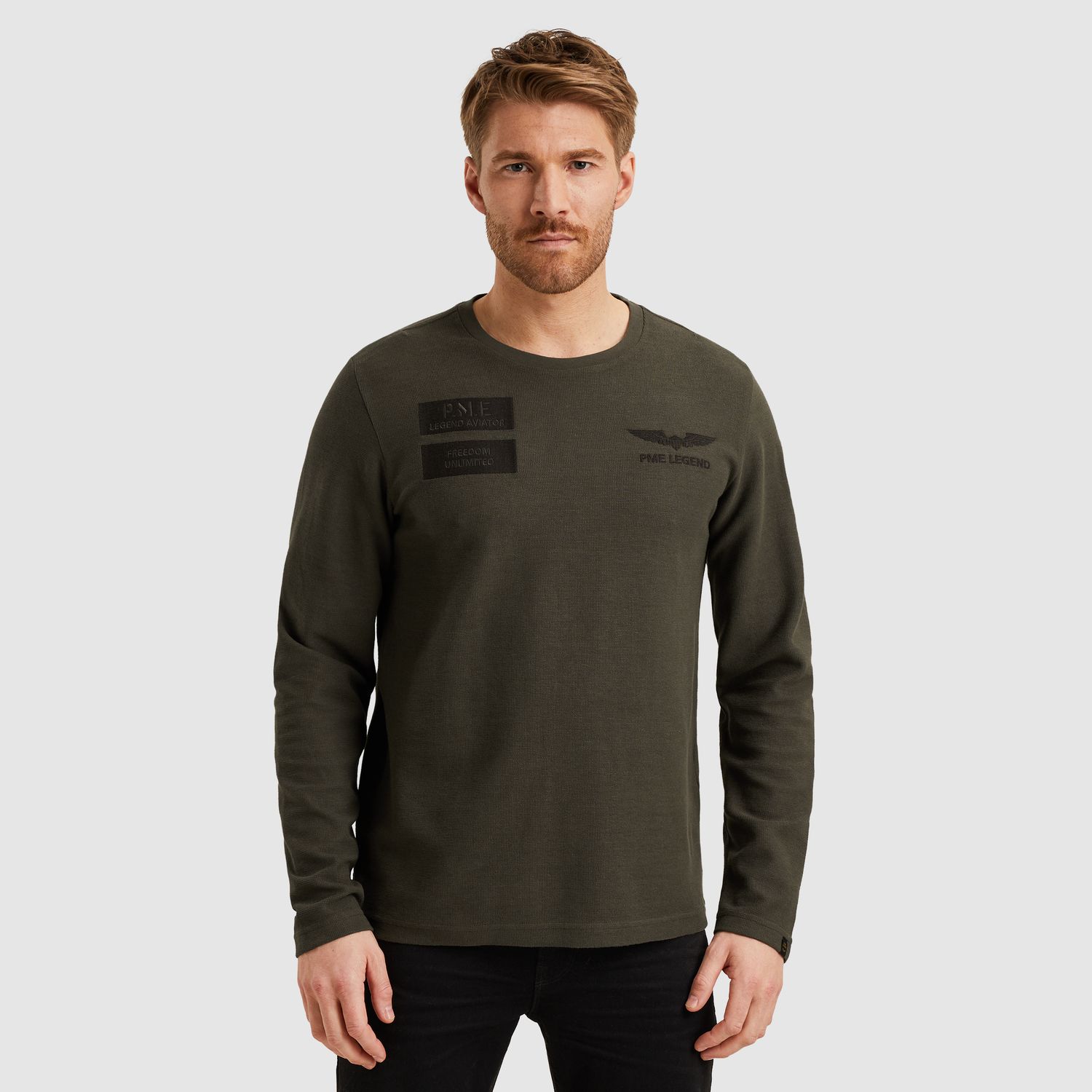 PME Legend | T-shirt met lange mouwen en badges PTS2509562-8039
