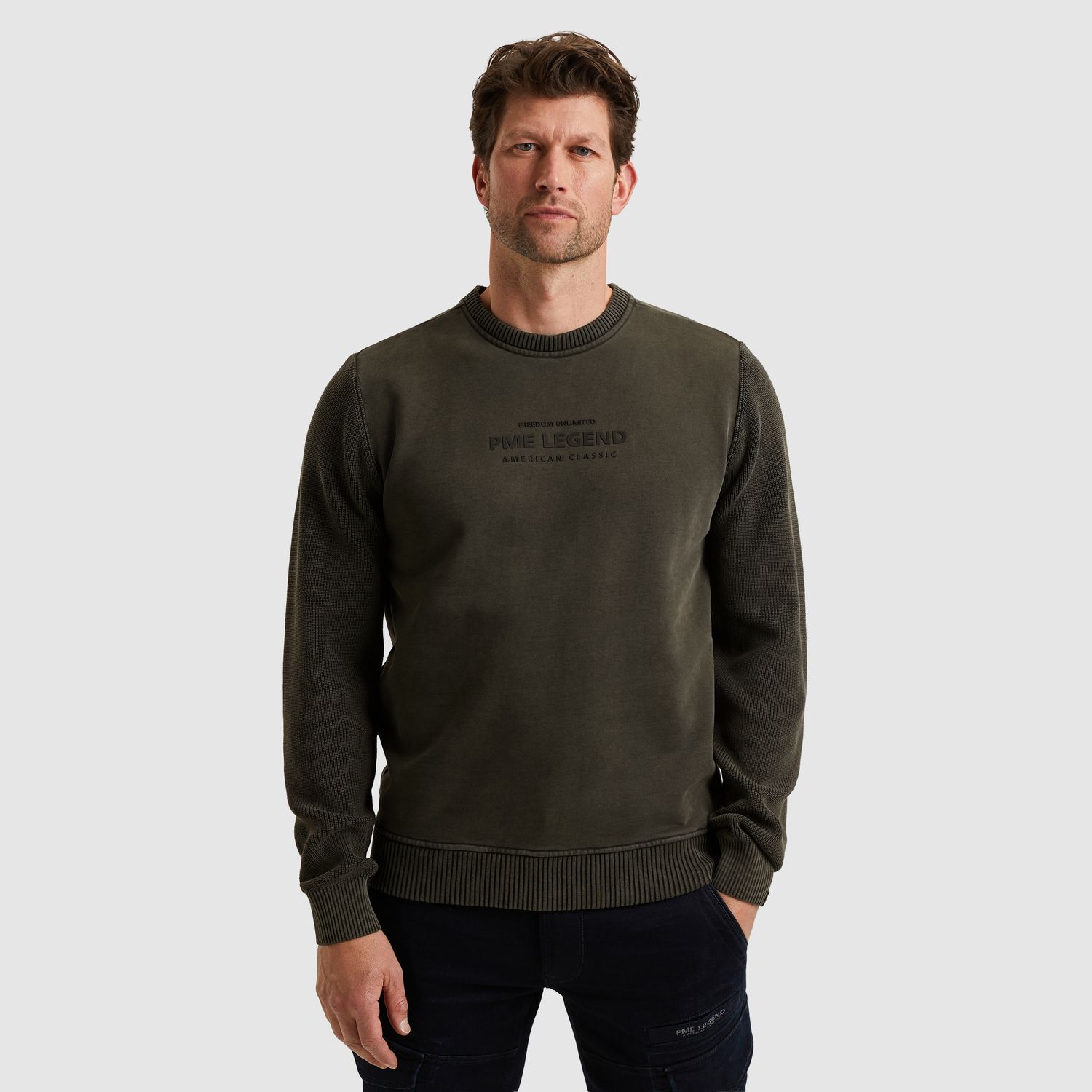 PME Legend | Sweatshirt met gebreide mouwen PSW2510323-9703