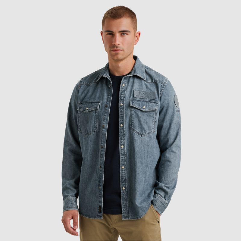 PME Legend | Denim shirt met badges PSI2511248-DEB