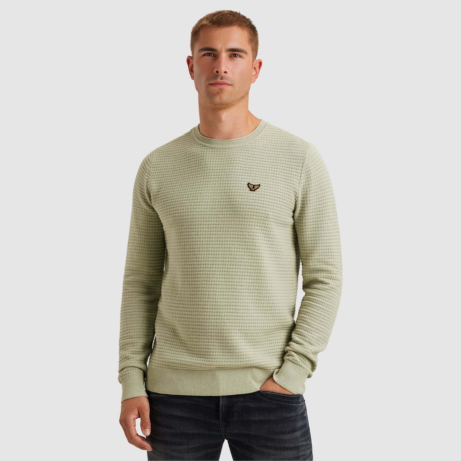 PME Legend R-neck cotton mouline Desert Sage PKW2511330-6163