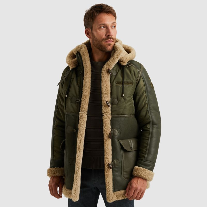 PME Legend Long jacket TORNADOR Sheepskin - A Olive Night PLJ2509706