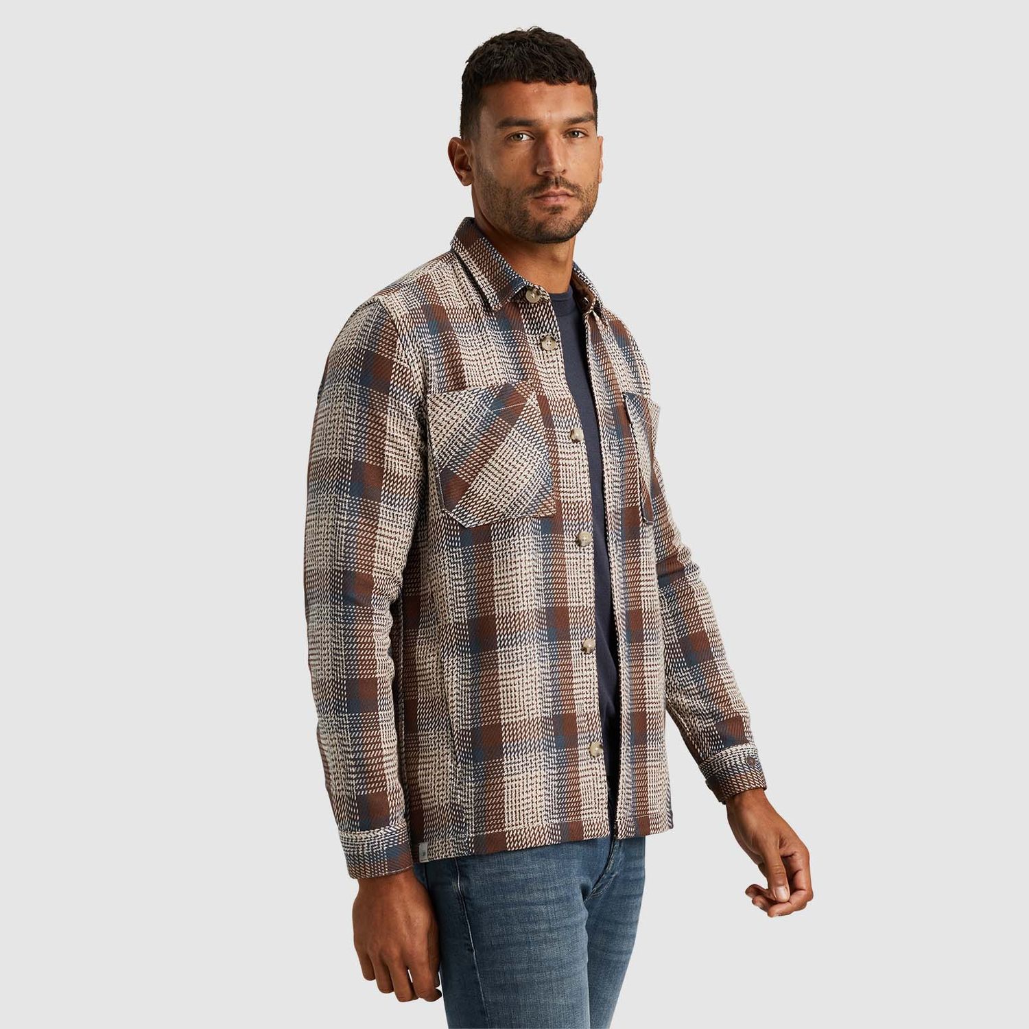 Cast Iron Shirt jacket met structuur weave CSI2408210-8063