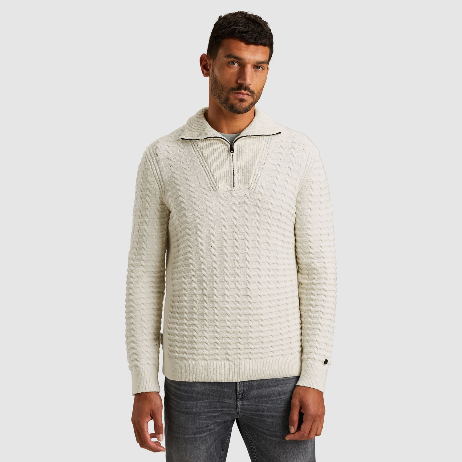 Cast Iron | Trui met halve rits CKW2510354-9001