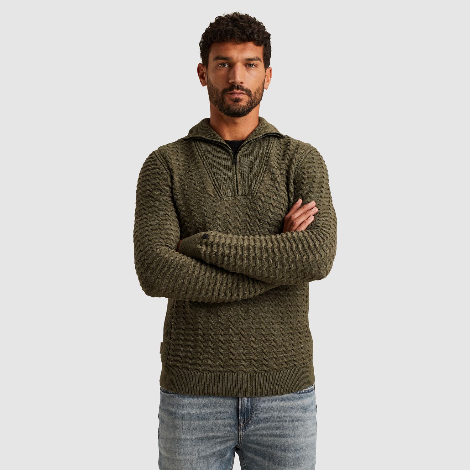 Cast Iron | Trui met halve rits CKW2510354-6513