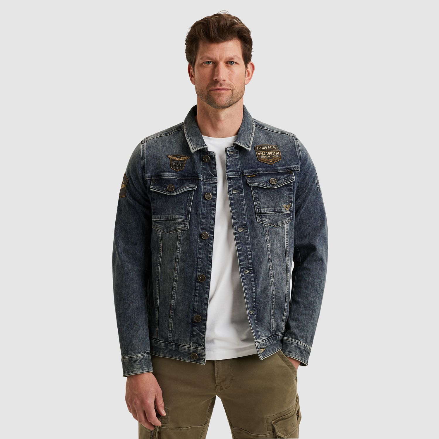 PME Legend | Denim jacket met badges PDJ2508715-DCV
