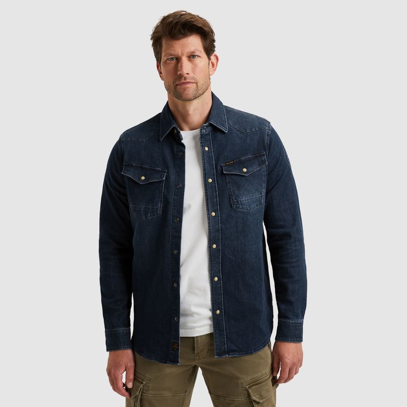 PME Legend | Denim shirt met drukknopen PSD2508222-BDW