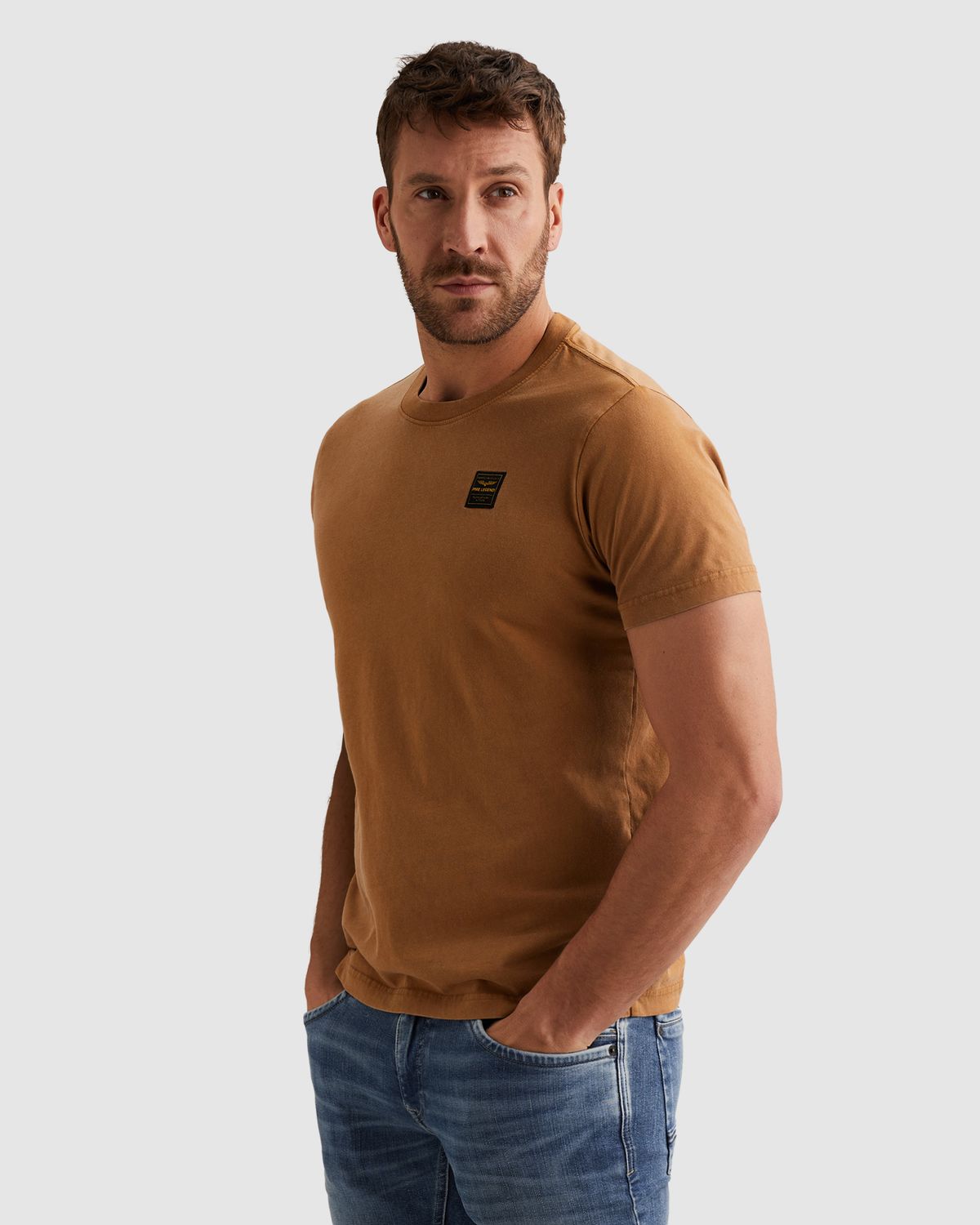 PME Legend | T-shirt met garment-dye wassing en badge PTSS2602562-8127