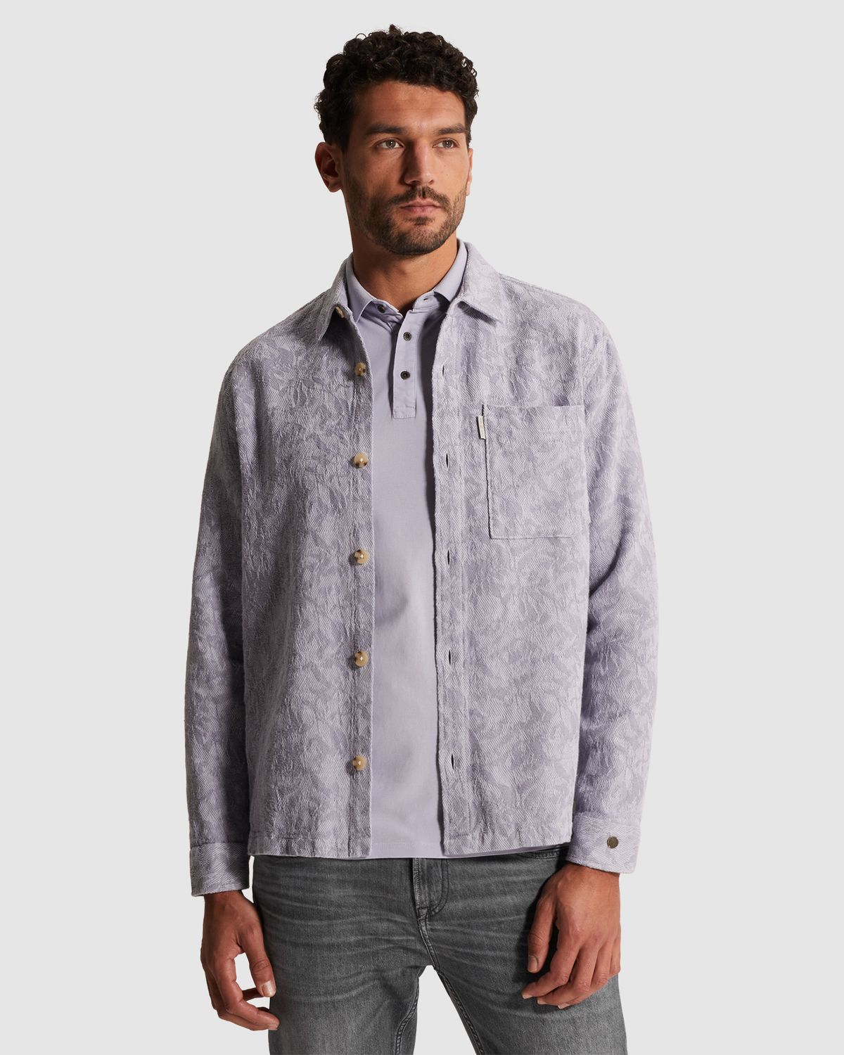 Cast Iron | LONG SLEEVE SHIRT Jacquard 2 tone Silver Bullet CSI2602212-5314