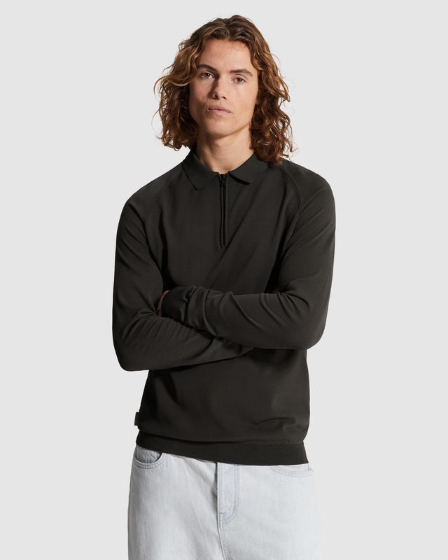 Cast Iron | Polo met raglanmouwen en ritssluiting CPS2602823-9159