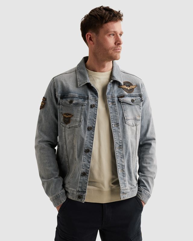 PME Legend | Denim jacket met badges PDJ2602704-SBT