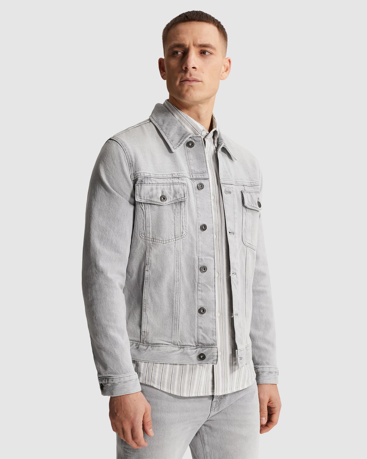 Cast Iron | Denim jacket met knoopsluiting CDJ2602100-WSG