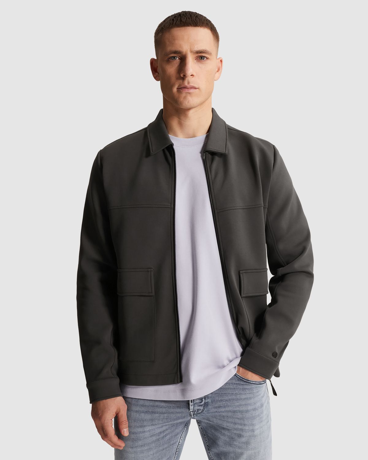Cast Iron | Sweat jacket met ritssluiting en platte kraag CSW2602411-9159
