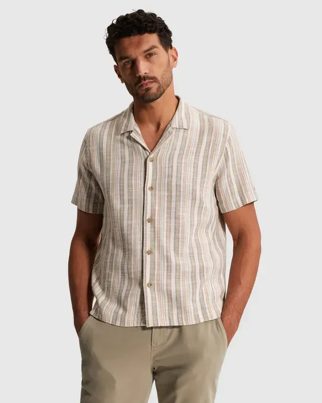 Cast Iron Short Sleeve Shirt Slub Twill stri Aluminum CSIS2603232-8023