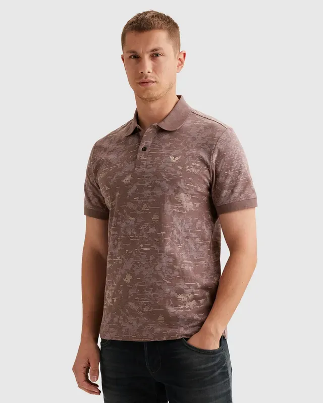 PME Legend Polo van slub jersey met allover print PPSS2603859-4323