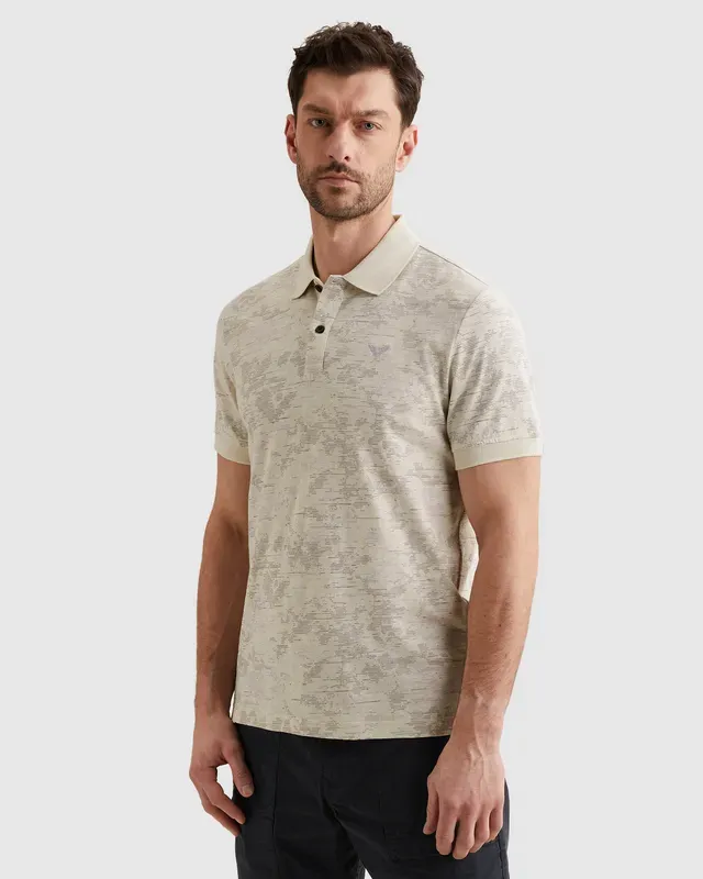 PME Legend Polo van slub jersey met allover print PPSS2603859-7013