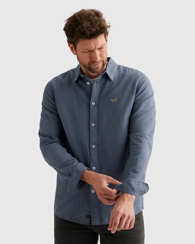 PME Legend Overhemd van katoen/linnen met garment-dye wassing PSI2603243-5052