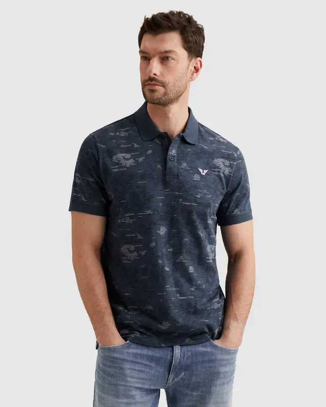 PME Legend Polo van slub jersey met allover print PPSS2603859-5332